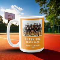 Orange Thank you Coach Team Name Photo