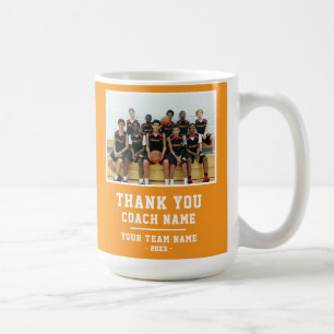 Orange Thank you Coach Team Name Photo Coffee Mug