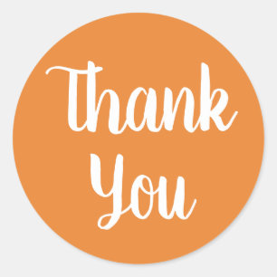 Orange Thank You Fall Autumn Halloween Wedding Classic Round Sticker