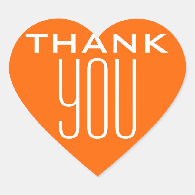 Orange Thank You Heart Sticker (Front)