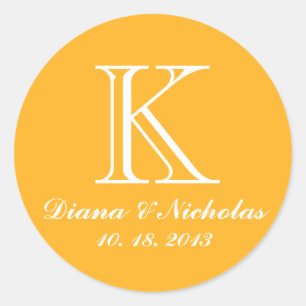 Orange thank you monogram wedding favour sticker