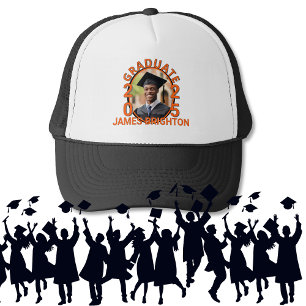 Orange Themed Photo Graduate Trucker Hat