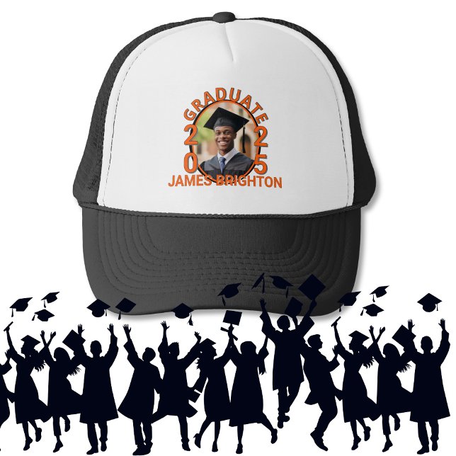 Orange Themed Photo Graduate Trucker Hat (Creator Uploaded)