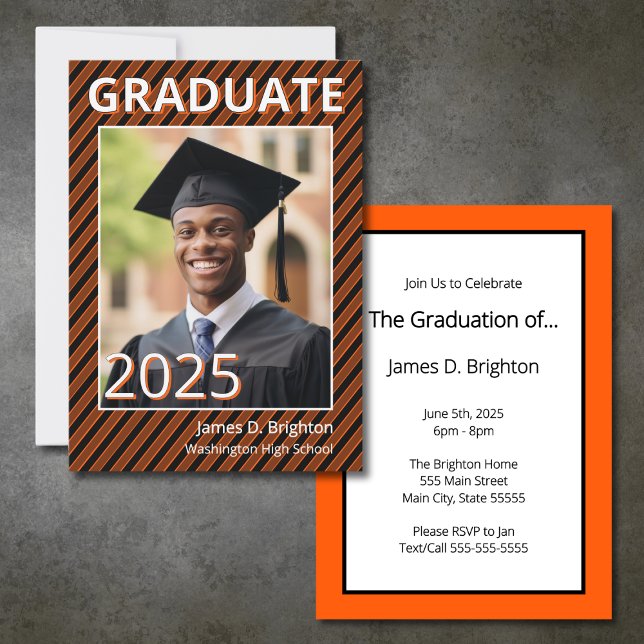 Orange Themed Photo Graduation Invitation (Creator Uploaded)