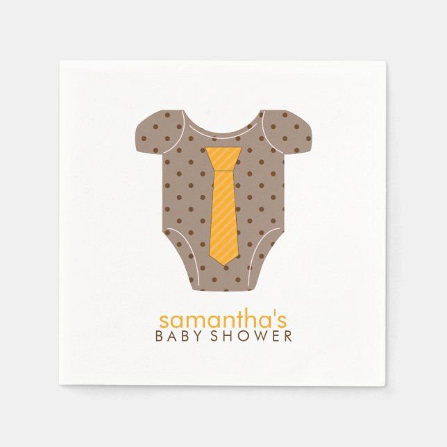 Orange Tie Baby Outfit Baby Shower Napkin (Front)
