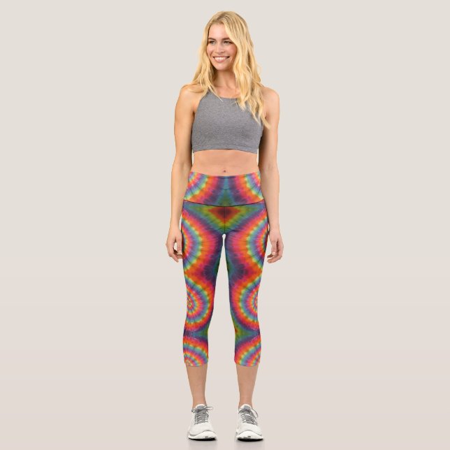Orange Tie Dye Capri Leggings (Front)