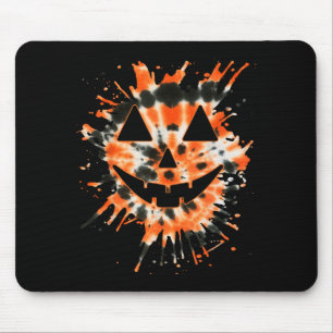 Orange Tie Dye Jack O Lantern Face - Hipe Hallowee Mouse Mat