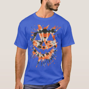 Orange Tie Dye Jack O Lantern Face Hippie Hallowee T-Shirt