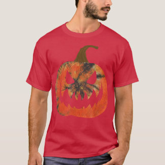 Orange Tie Dye Pumpkin Face Jack O Lantern Hallowe T-Shirt