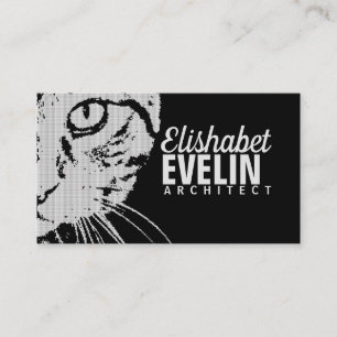Orange tiger cat face closeup B&W Business Card