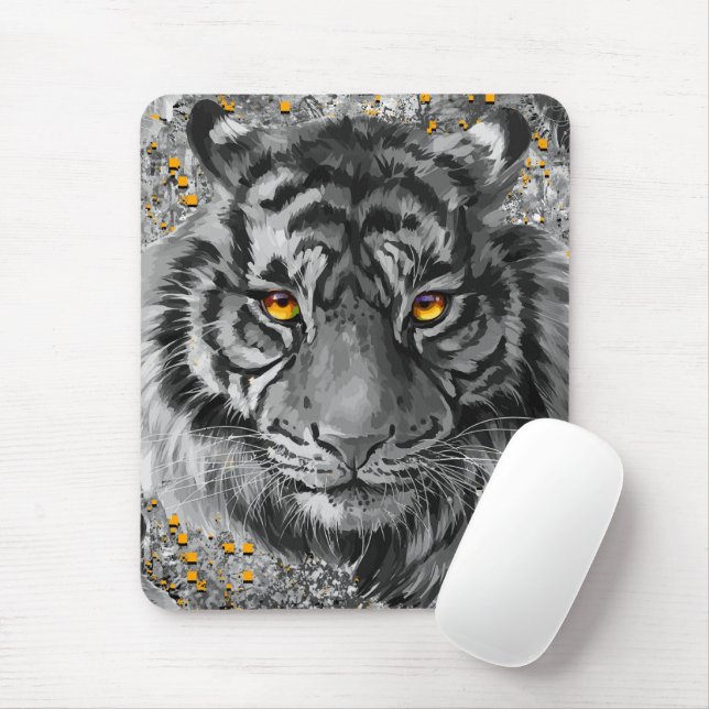 Orange Tiger Eyes | Colourful Tiger Mouse Pad (With Mouse)