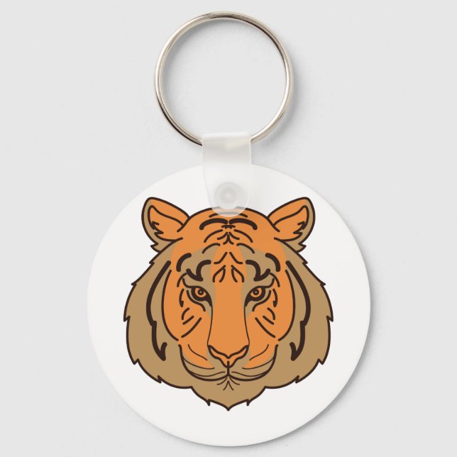Orange Tiger Face Key Ring (Front)