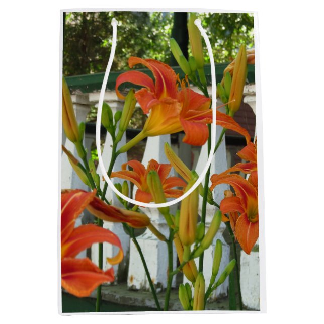 Orange Tiger Lilies - Martha's Vineyard Medium Gift Bag (Front)