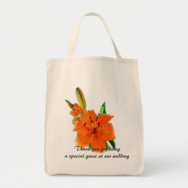 Orange tiger lily garden flowers thank you tote bag (Front)