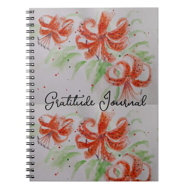 Orange Tiger Lily Lilies Floral Gratitude Journal (Front)