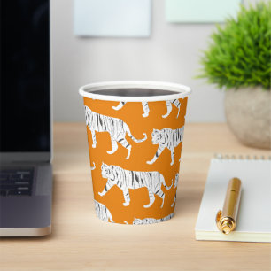 Orange Tiger Print Paper Cups