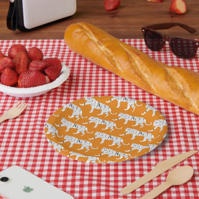 Orange Tiger Print Paper Plate (Picnic)