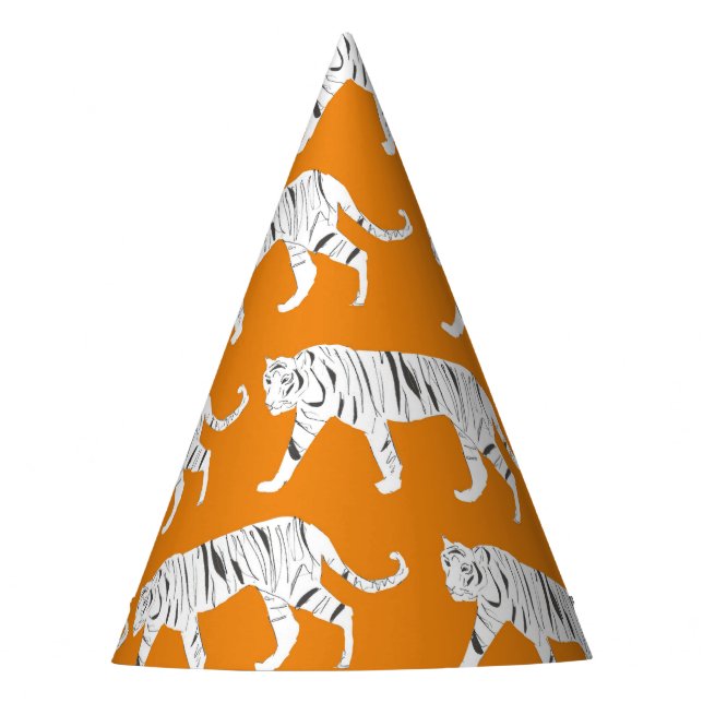 Orange Tiger Print Party Hat (Front)