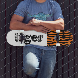 Orange Tiger Skin Pattern Skateboard