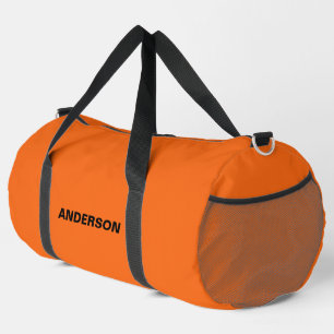 Orange Tiger Solid Colour Custom name  Duffle Bag