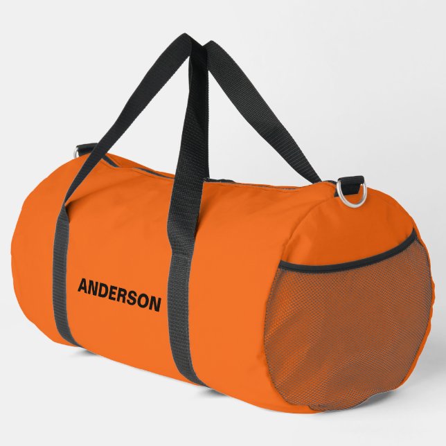 Orange Tiger Solid Colour Custom name  Duffle Bag (Right Corner)
