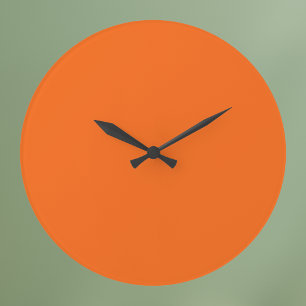 Orange Tiger Solid Colour Large Clock