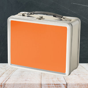 Orange Tiger Solid Colour Metal Lunch Box
