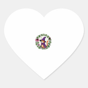 Orange Tiger Wizard Kitty Cat illustration Long Sl Heart Sticker