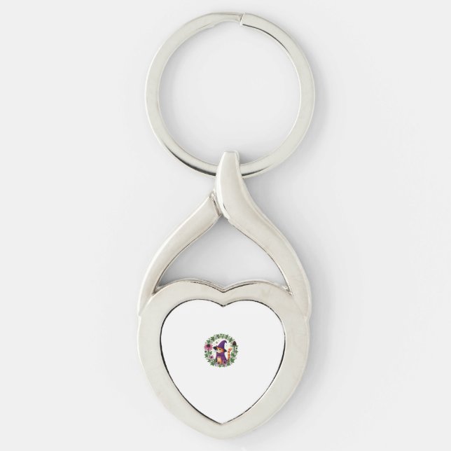 Orange Tiger Wizard Kitty Cat illustration Long Sl Key Ring (Front)