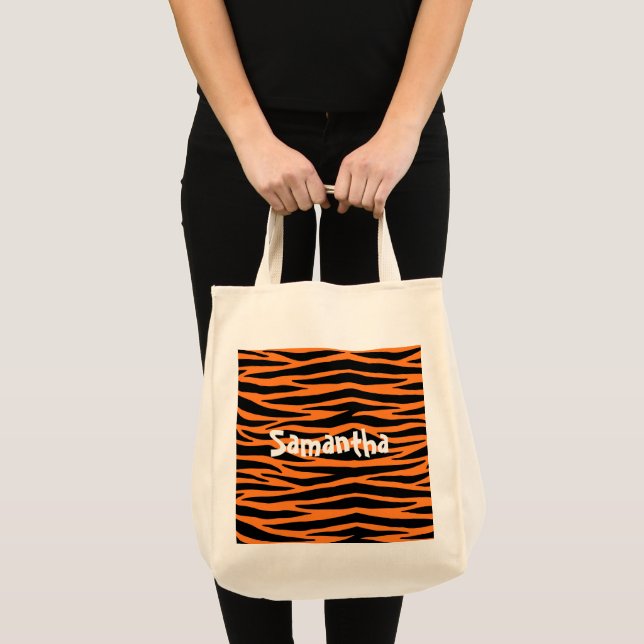 Orange Tiger / Zebra Stripes Tote Bag (Front (Product))