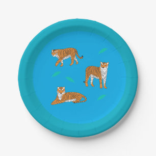 Orange Tigers Paper Plate
