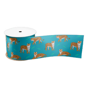 Orange Tigers Satin Ribbon