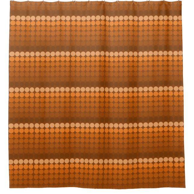 orange to brown Mid century mod dots circles Shower Curtain (Front)