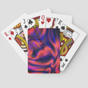Orange to dark blue plaid twisted in fractal style playing cards