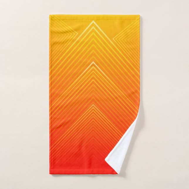 Orange to yellow geometric ombre bath towel set (Hand Towel)