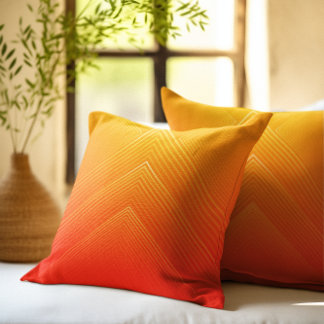 Orange to yellow geometric ombre cushion