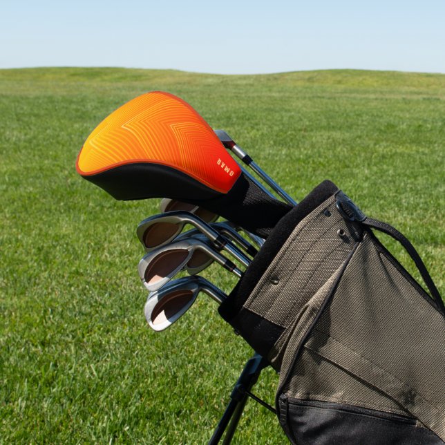 Orange to yellow geometric ombre golf head cover (In Situ)