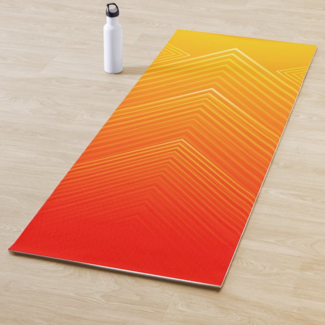 Orange to yellow geometric ombre yoga mat (In Situ)