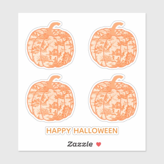 Orange Toile Pumpkins Sticker (Sheet)