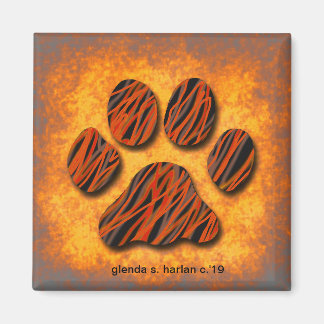 Orange Tone Paw Design by Glenda S. Harlan Magnet