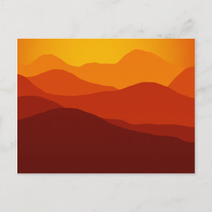 Orange Tones Sunset over Mountain Silhouettes Postcard