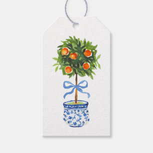 Orange Topiary Tree, Chinoiserie Custom Gift Tags