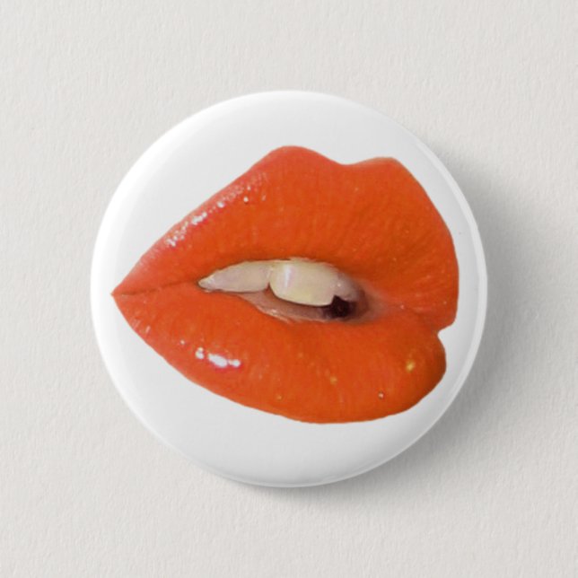 Orange Toxic Kiss 6 Cm Round Badge (Front)