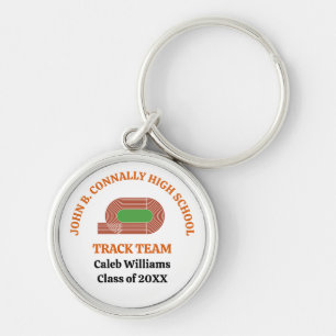 Orange Track Team Custom High School Runner Key Ring
