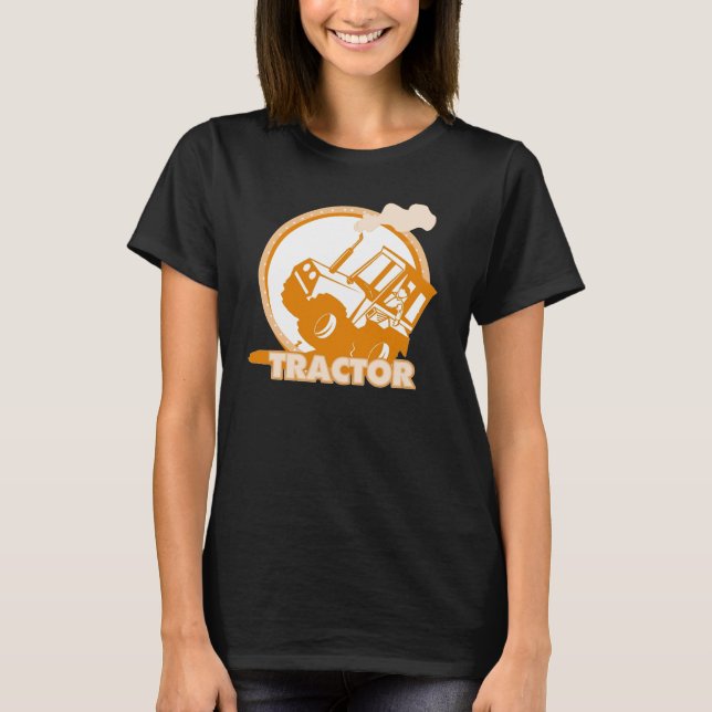 Orange Tractor Farm Machinery T-Shirt (Front)