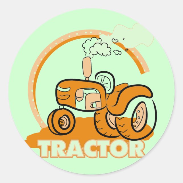 Orange Tractor Tshirts and Gifts Classic Round Sticker (Front)