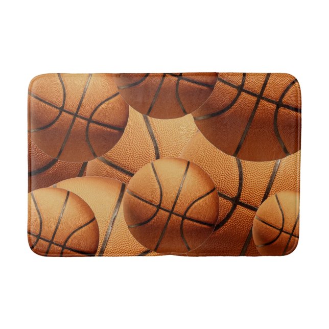 Orange Traditional Basketballs Memory Foam Bathmat (Front)