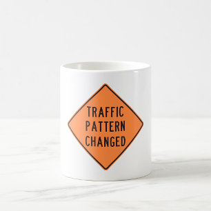 Orange Traffic Pattern Changed Road Warning Sign Coffee Mug