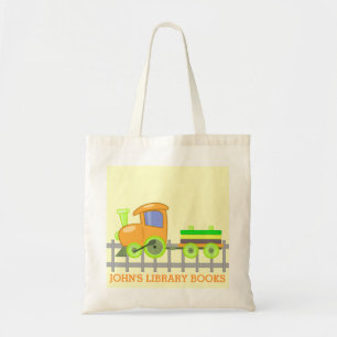 Orange Train Library Books Tote Bag
