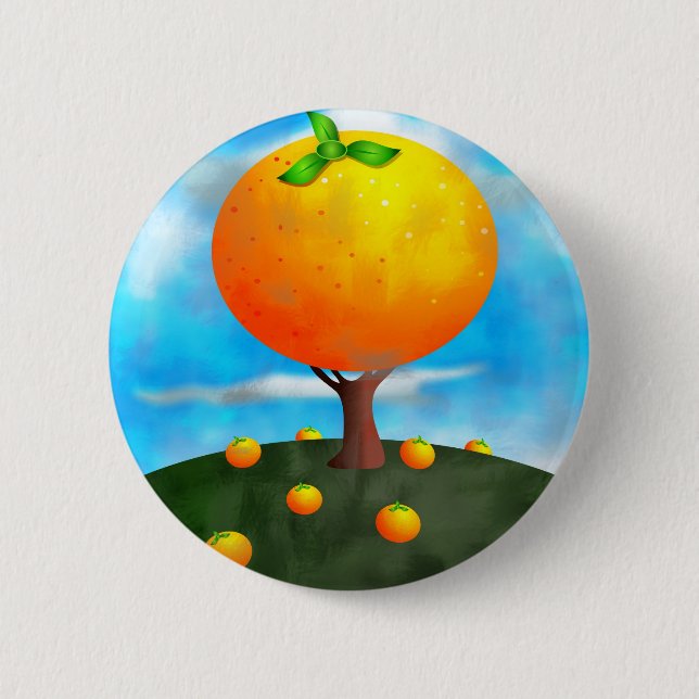 Orange Tree 6 Cm Round Badge (Front)
